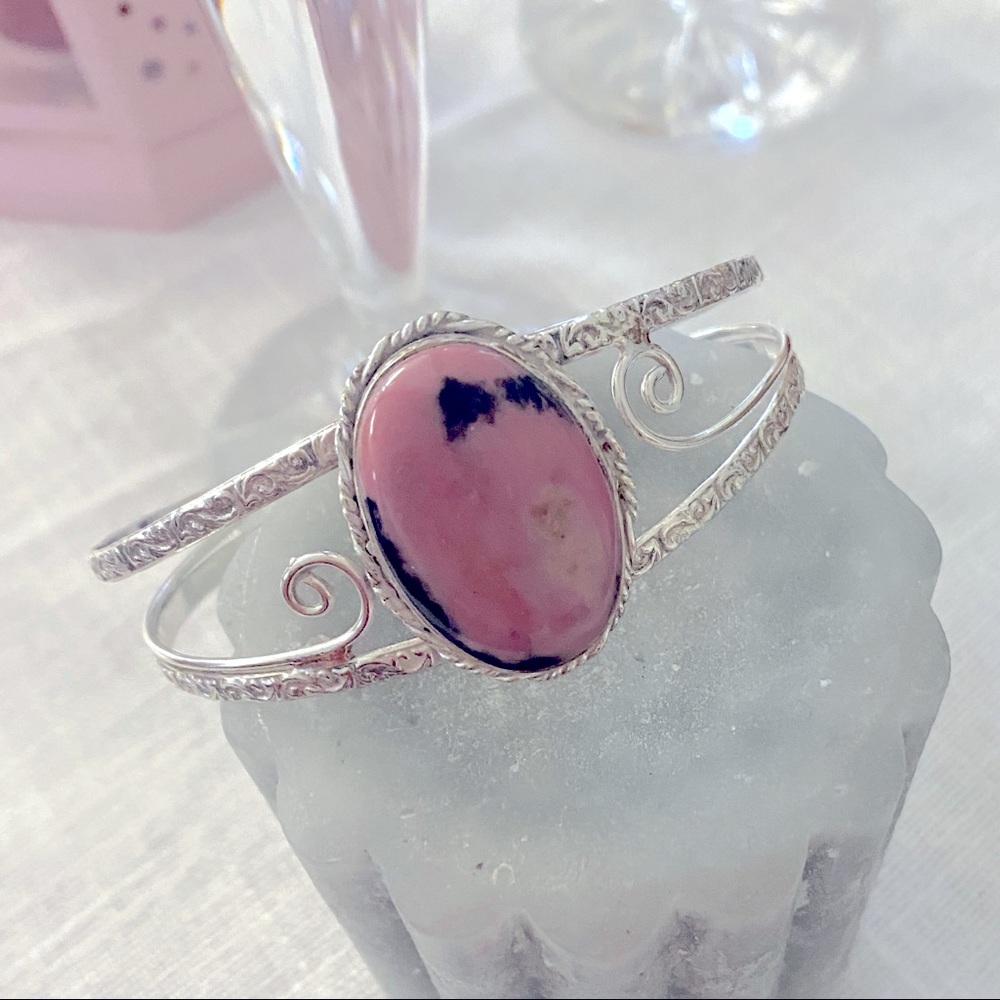 Rhodonite Sterling Silver Cuff - image 1